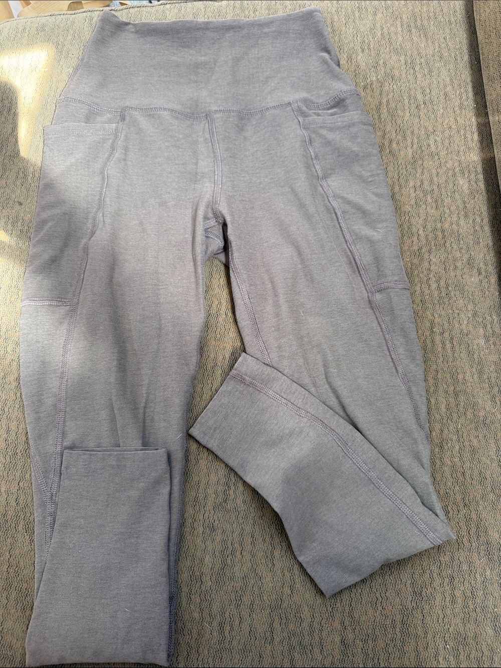 Beyond Yoga Neutral Taupe/Gray Yoga Top with Subtle Logo